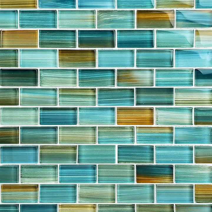 Aquamarine Blend 1x2 Glass Pool Tile