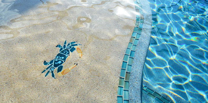 Aquamarine Blend 1x2 Step Marker Glass Pool Tile