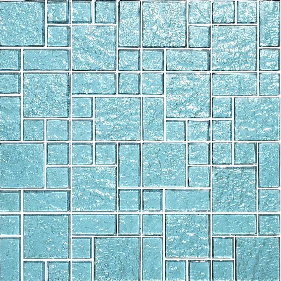 Aquamarine Translucent Random Blocks Waterline Glass Tile