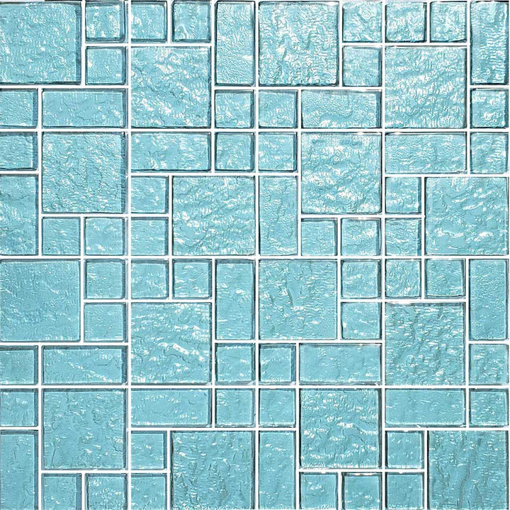 Aquamarine Translucent Random Blocks Waterline Glass Tile