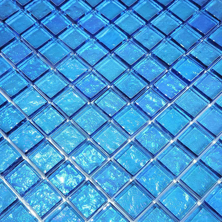 Azure Translucent 1″ x 1″ Waterline Glass Tile