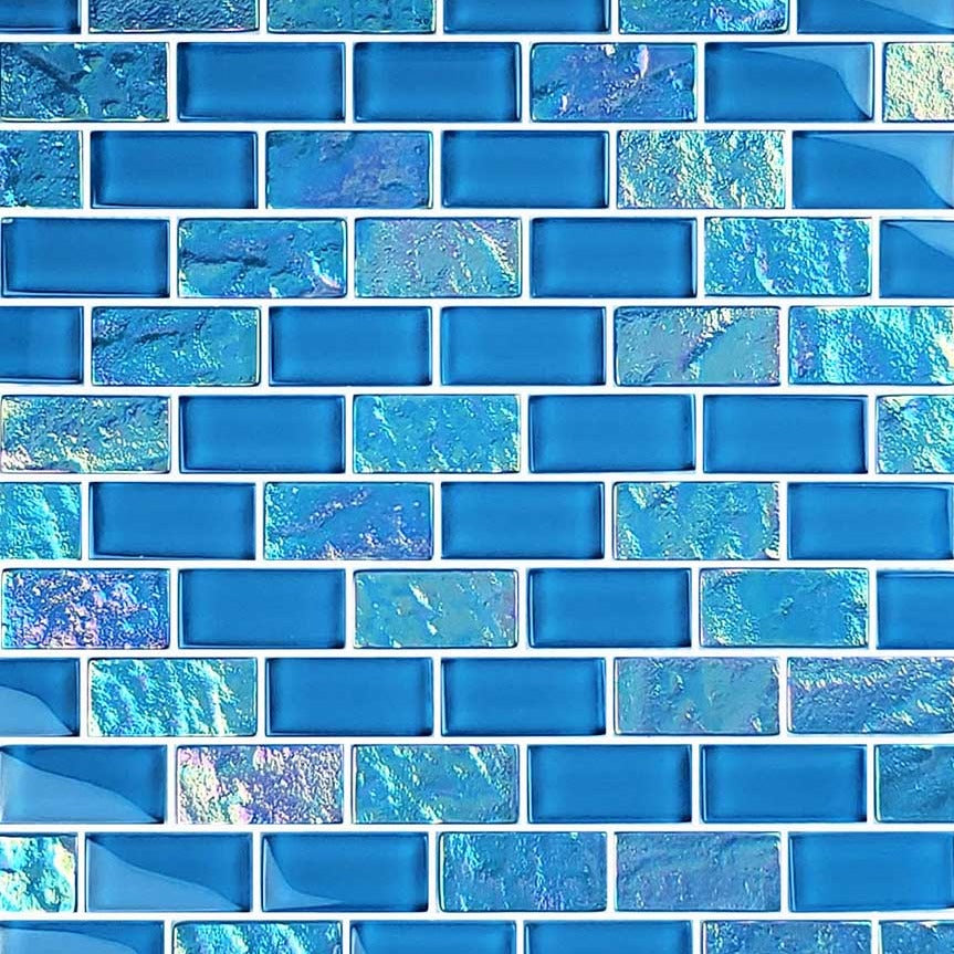 Azure 1x2 Iridescent Glass Pool Tile