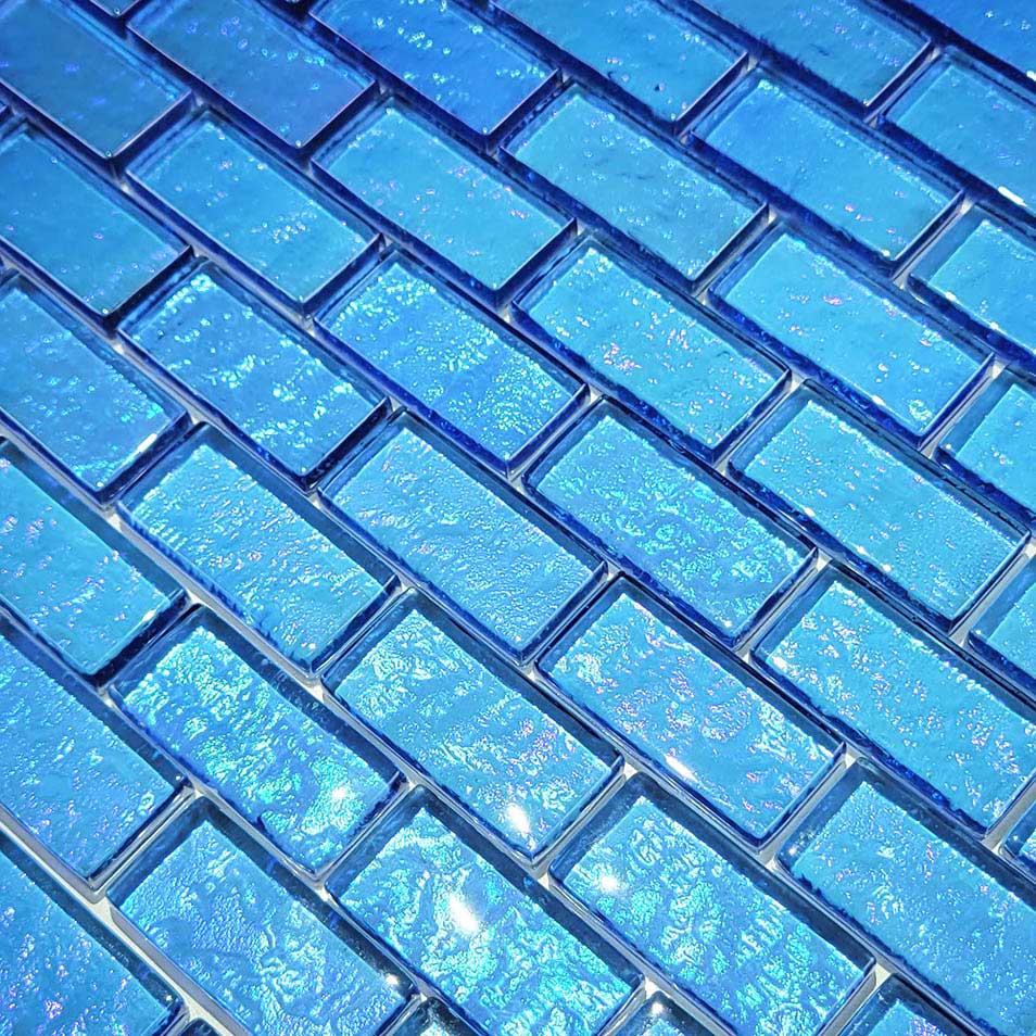 Azure Translucent 1x2 Waterline Glass Pool Tile