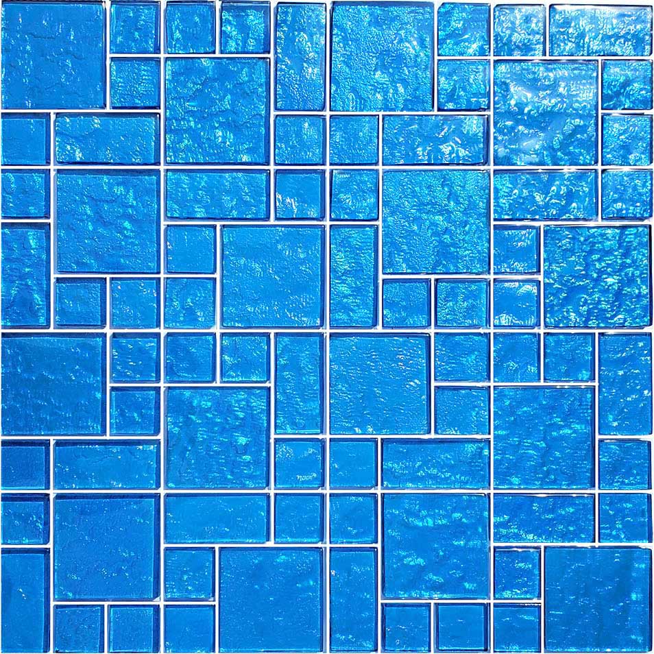 Azure Translucent Random Blocks Glass Tile – AquaTiles