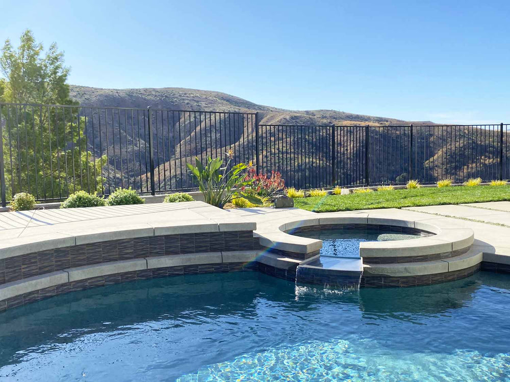 Barbados Brown 6x6 Porcelain Pool Tile Installed on Spa