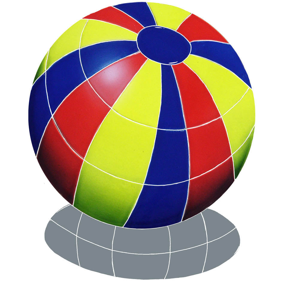 Multi Color Beach Ball with Shadow Pool Mosaic