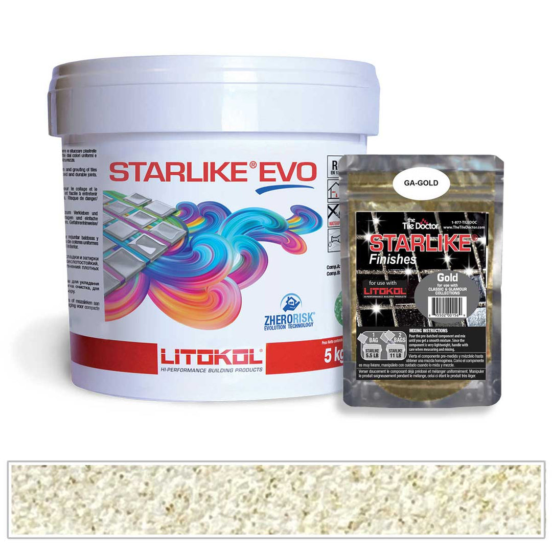 Bianco Assoluto - Starlike Evo 100 Epoxy Tile Grout Gold Shimmer Pack