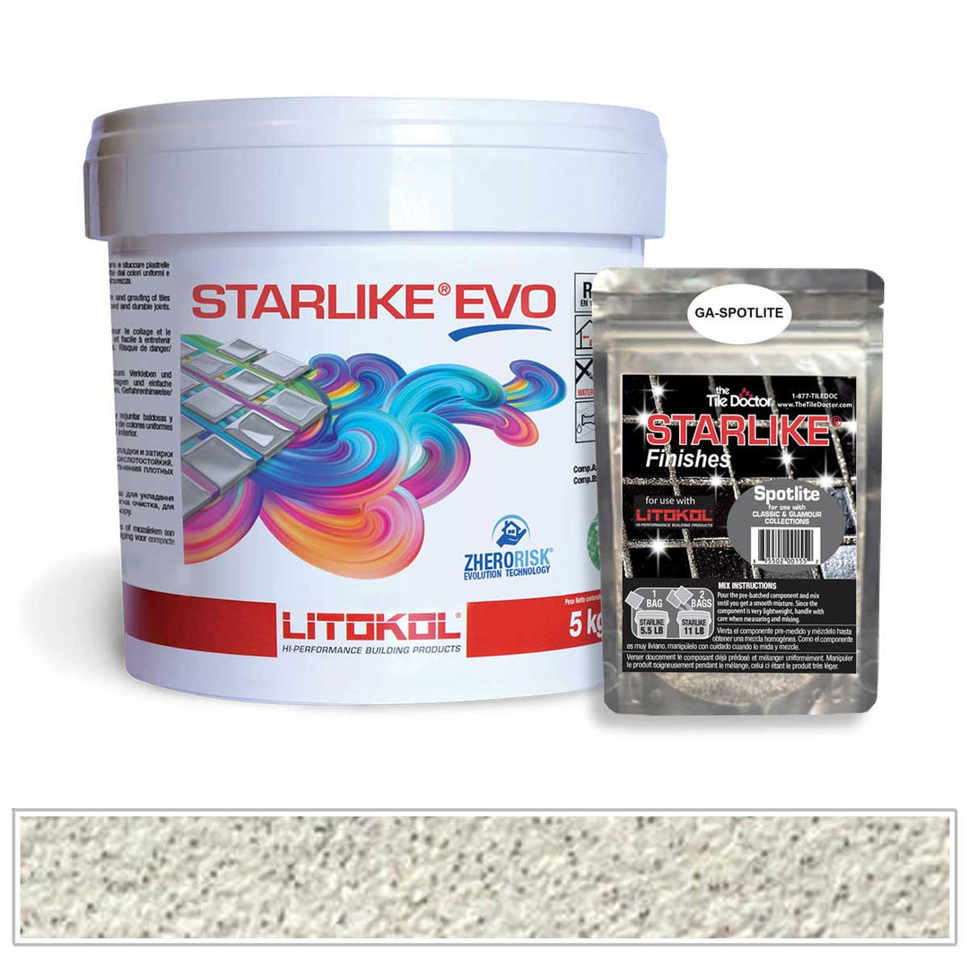 Bianco Ghiaccio 102 Starlike Evo Epoxy Tile Grout with Spotlite Shimmer Pack