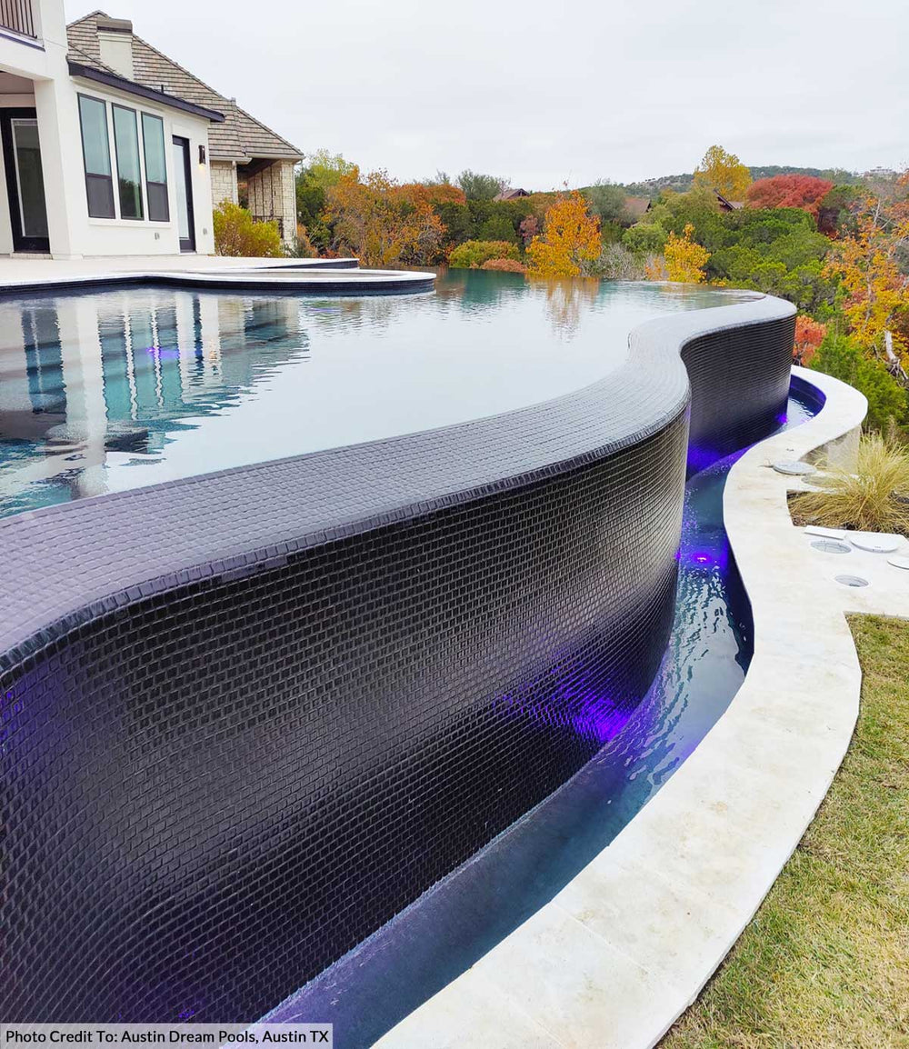 Black Glossy 1x1 Tile on Infinity Pool