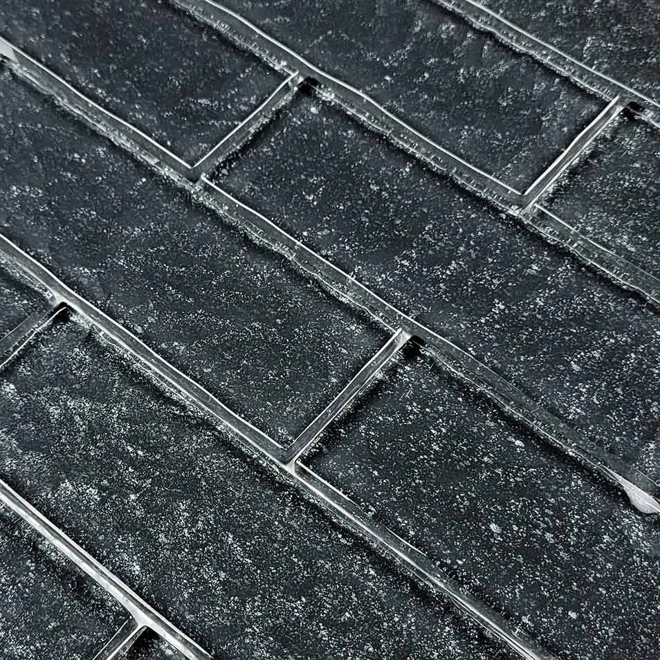 Ocean Waves Black 2" x 6" Glass Pool Tile