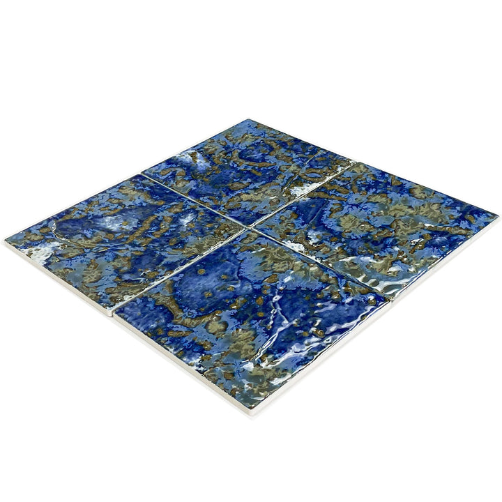 Blue Peacock 6x6 Porcelain Waterline Pool Tile
