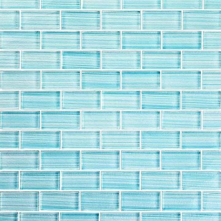 Blue Seafoam 1x2 Glass Pool Tile