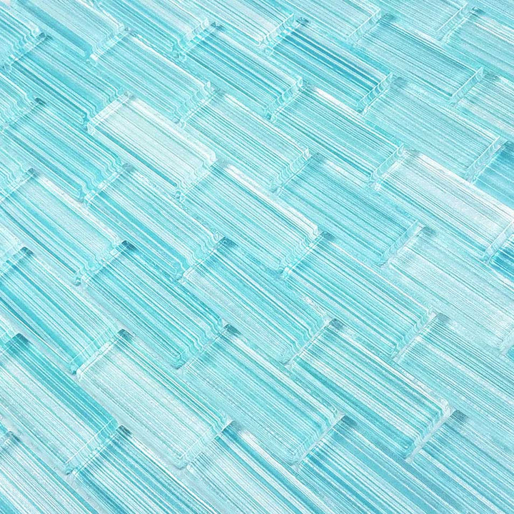 Blue Seafoam 1x2 Waterline Glass Pool Tile