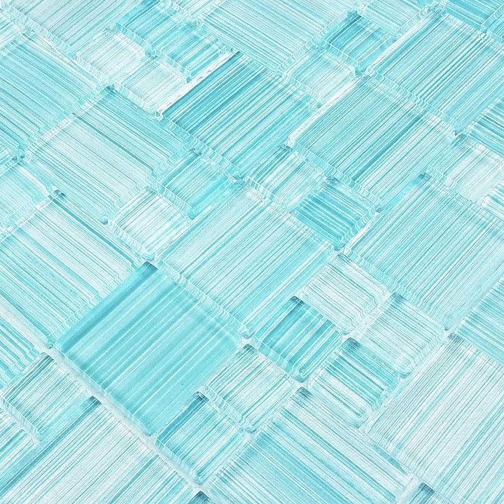 Blue Seafoam Mixed Waterline Glass Tile