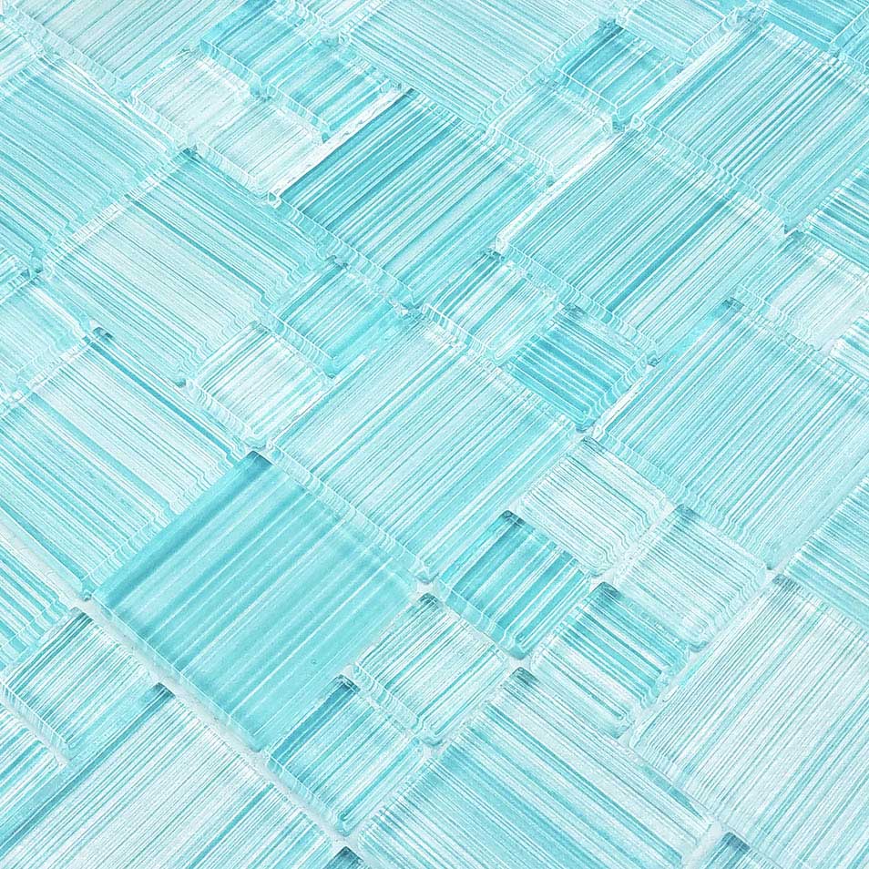 Blue Seafoam Mixed Waterline Glass Tile