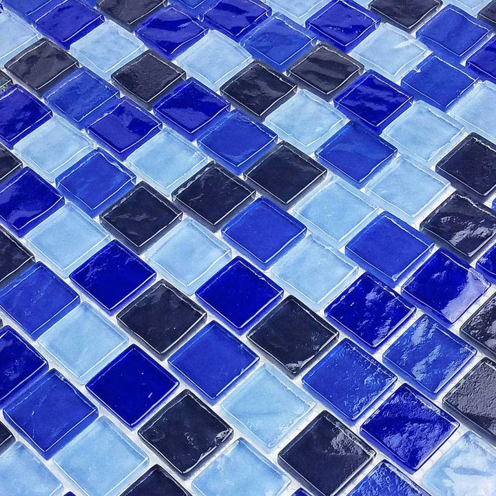 Blue Shadowy Blend 1″ x 1″ Glass Tile