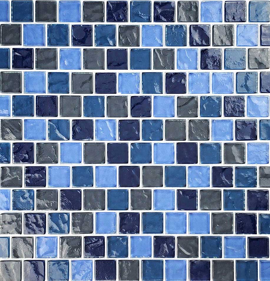 Blue Turquoise Slate Blend 1″ x 1″ Glass Tile
