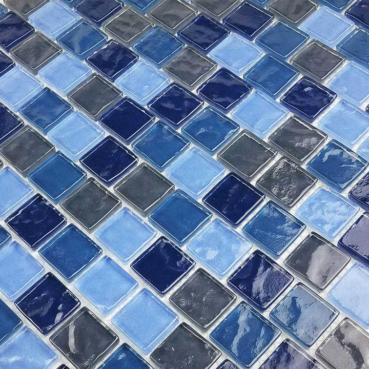 Blue Turquoise Slate Blend 1″ x 1″ Glass Tile