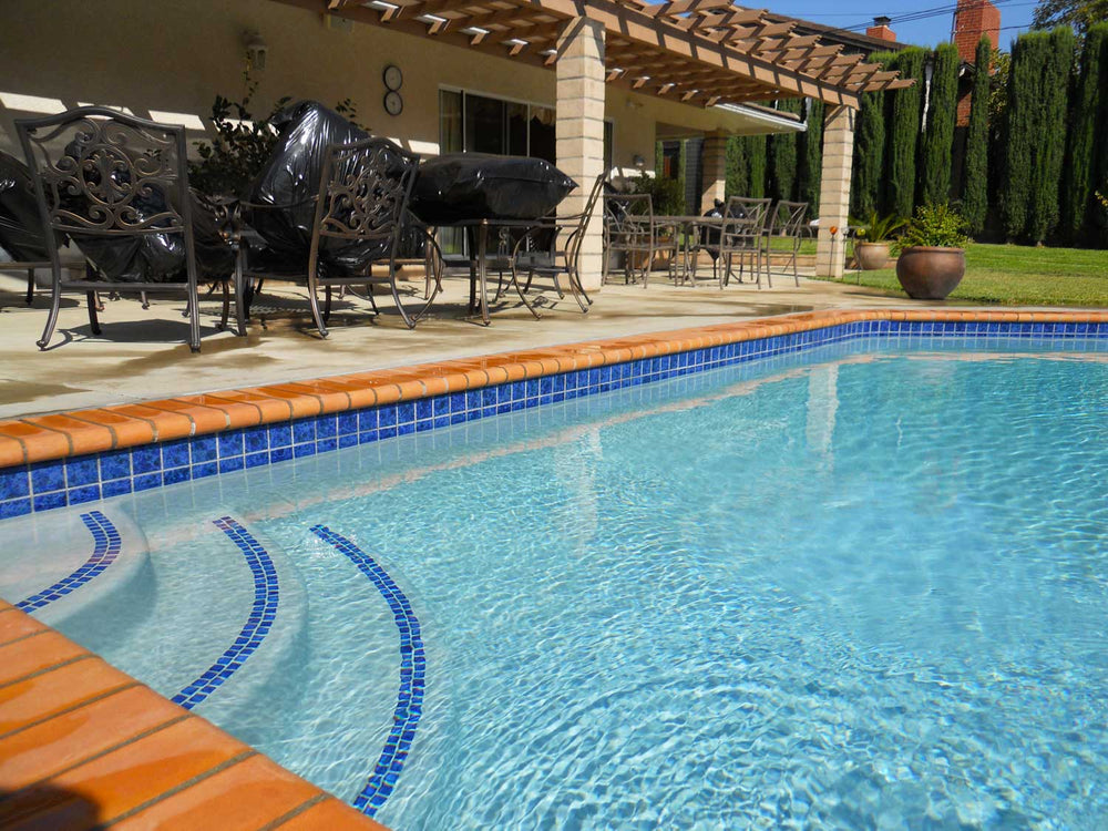 Blue Water Waves 3x3 Porcelain Waterline Pool Tile