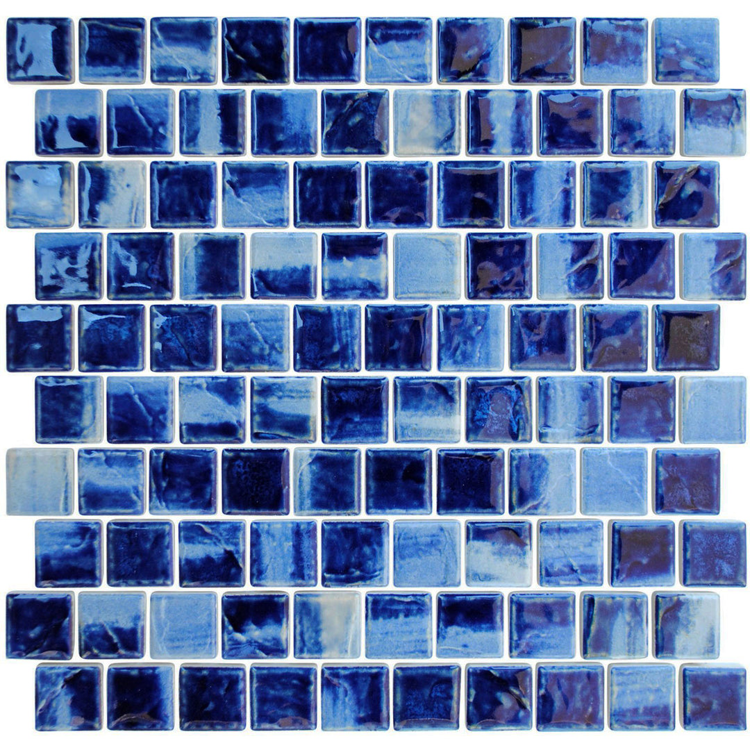 Blue Wave Crest 1x1 Porcelain Waterline Pool Tile