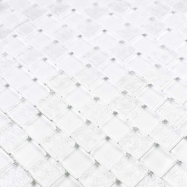 Bright White 1x1 Waterline Glass Pool Tile