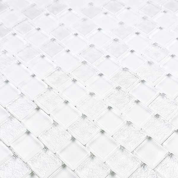 Bright White 1x1 Waterline Glass Pool Tile