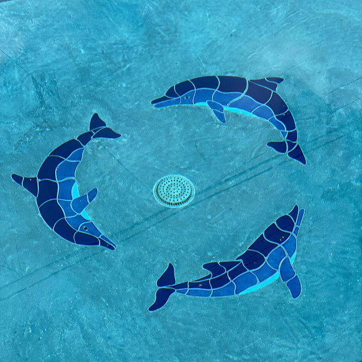 Dolphins with Beach Ball 45" x 45" Pool Mosaics
