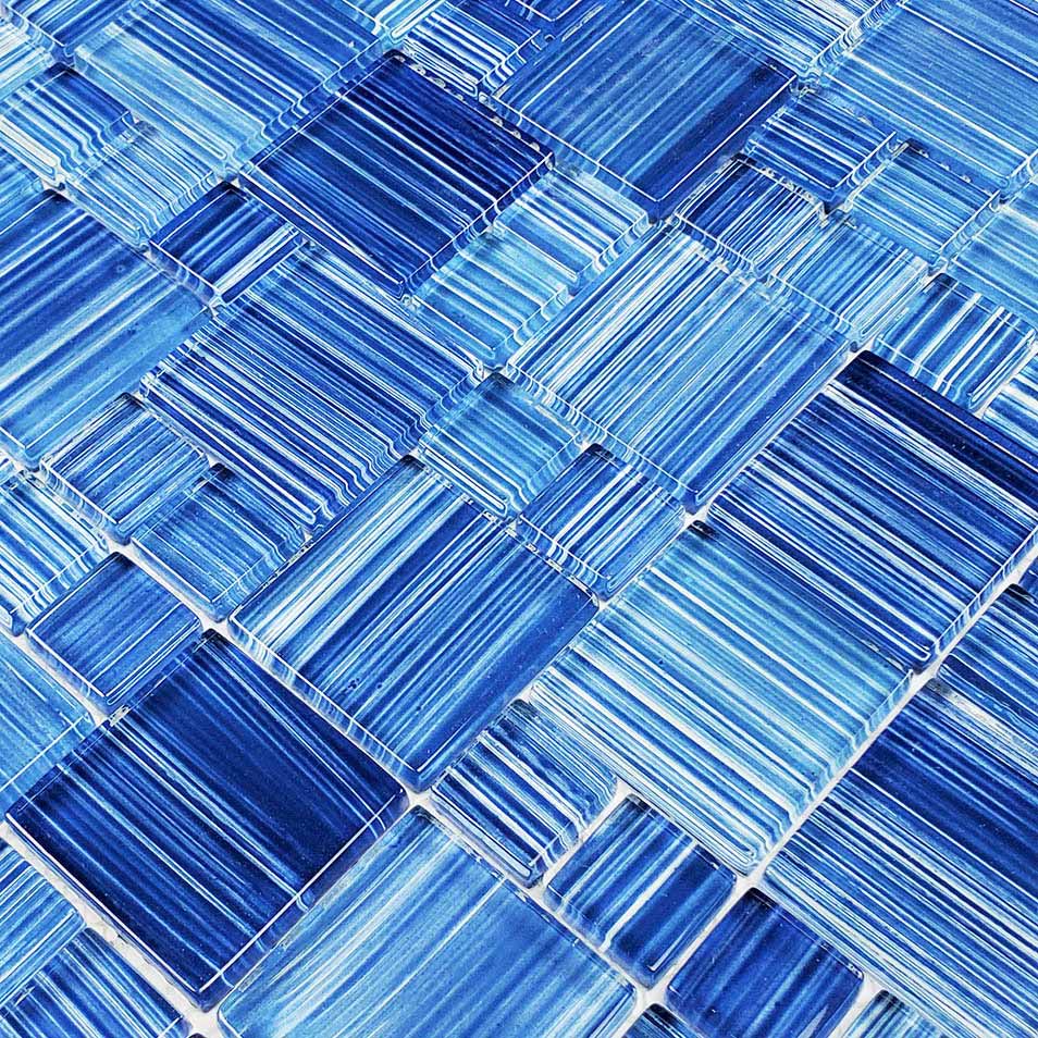 Caribbean Blues MIxed Waterline Glass Tile