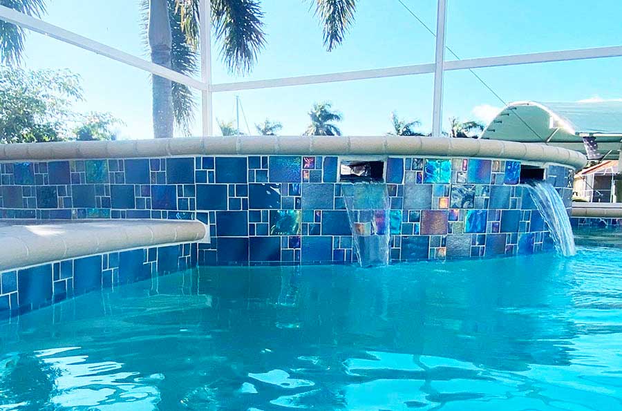 Catalina Island Blue Iridescent Raised Wall Glass Pool Tile
