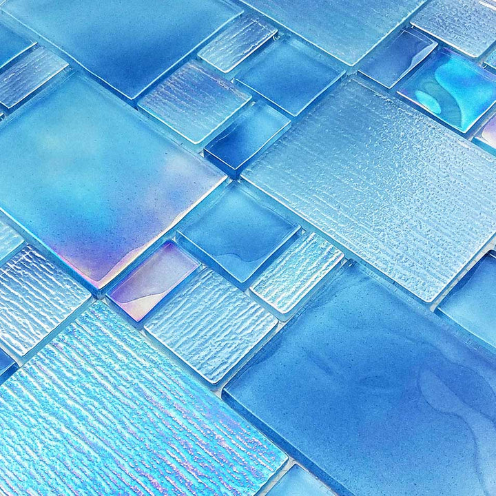 Catalina Island Blue Iridescent Glass Pool Tile