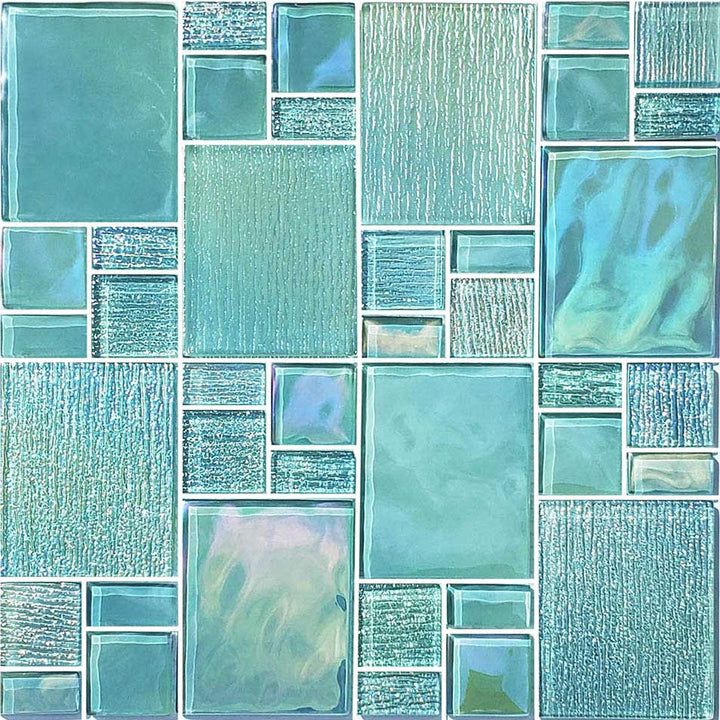 Catalina Island Turquoise Iridescent Glass Tile