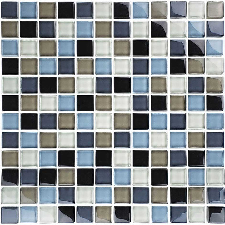 Charcoal Gray Taupe Blend 1" x 1" Glass Tile