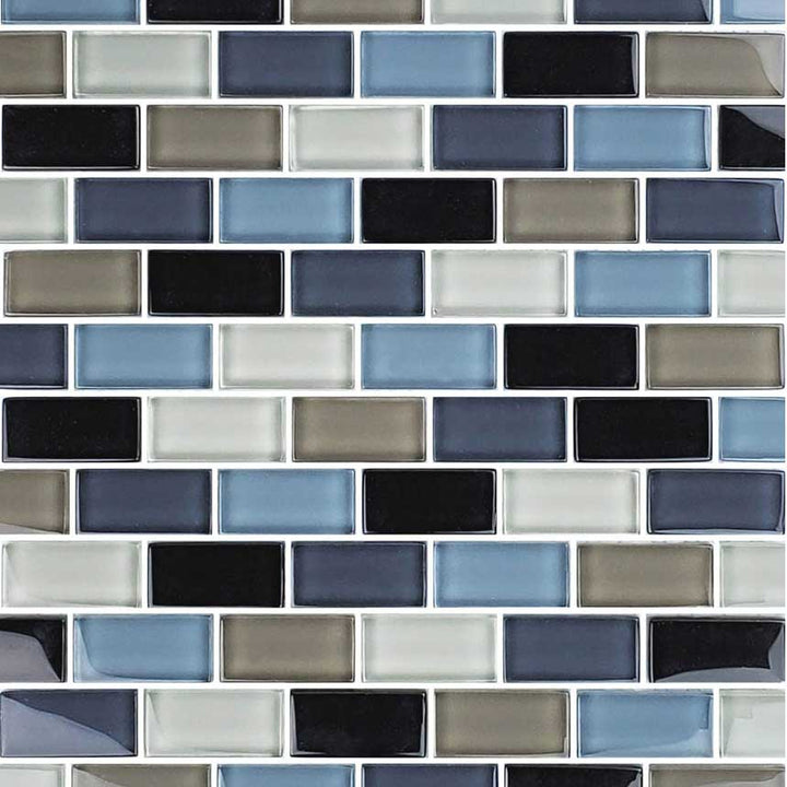 Charcoal Gray Taupe Blend 1" x 2" Glass Tile