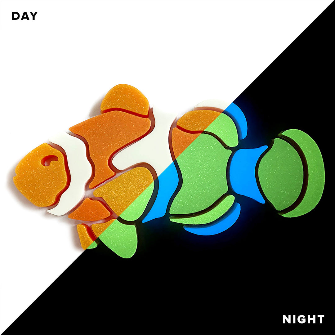Clownfish Left Glow in the Dark Swimming Pool Mosaic Day Night