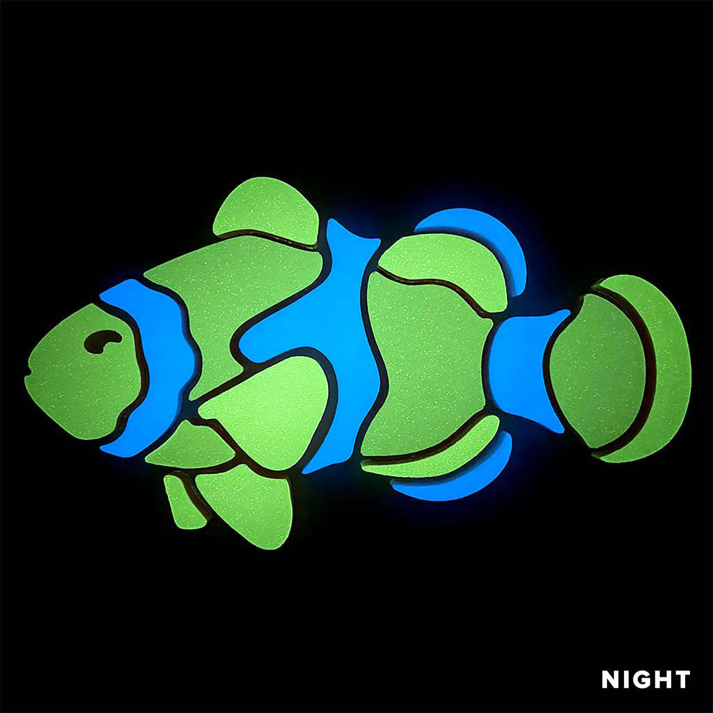 Clownfish Left Glow in the Dark Swimming Pool Mosaic NIght Time