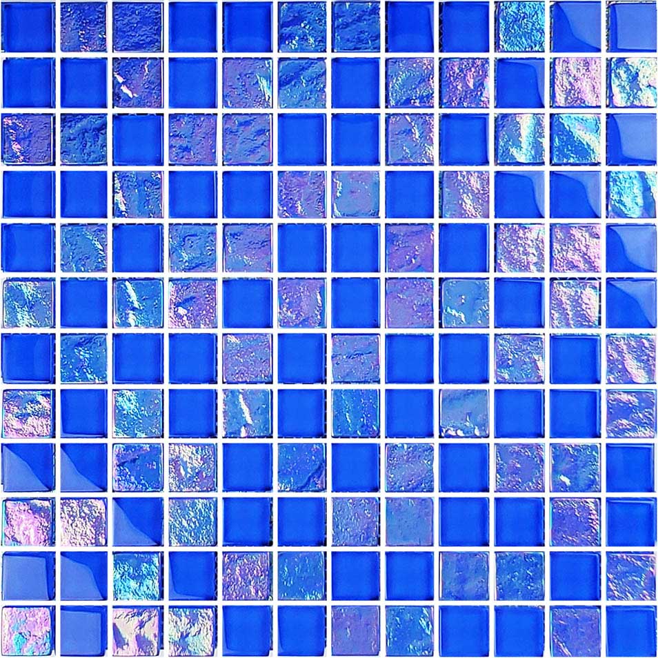 Cobalt Blue 1x1 Iridescent Glass Pool Tile