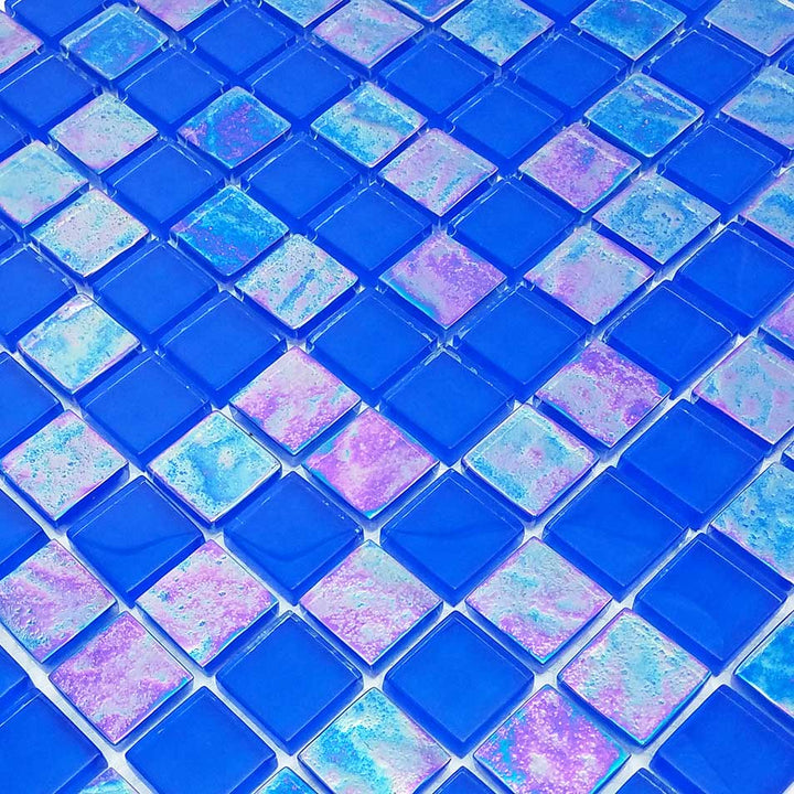 Cobalt Blue 1x1 Iridescent Glass Swimming Pool Tile