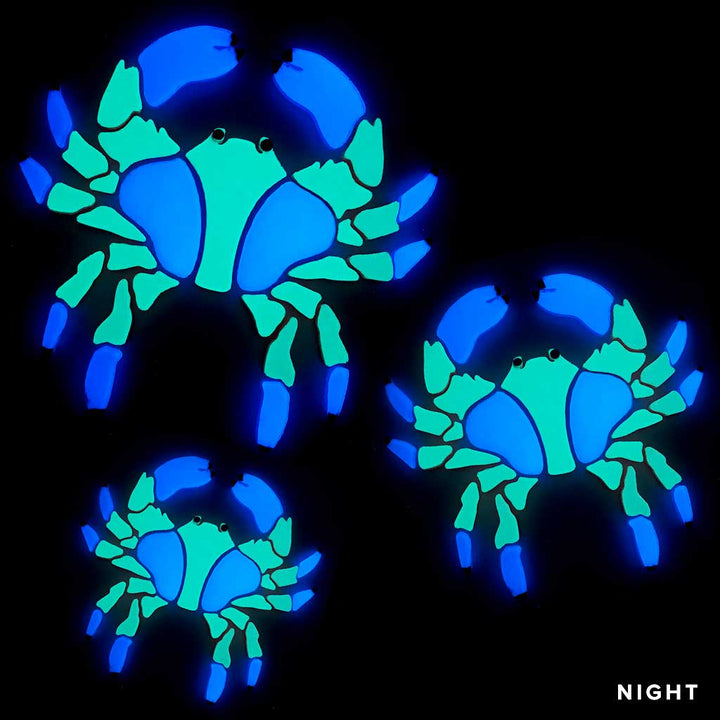 Crab Family Glow in the Dark Pool Mosaic Night Time
