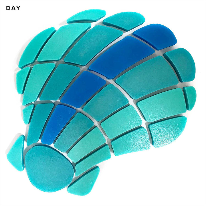 Curved Scallop Shell Glow in the Dark Pool Mosaic Large