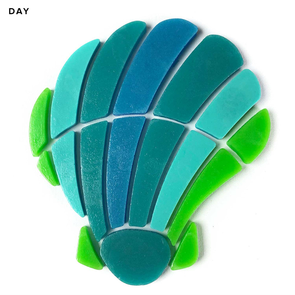 Curved Scallop Shell Glow in the Dark Pool Mosaic