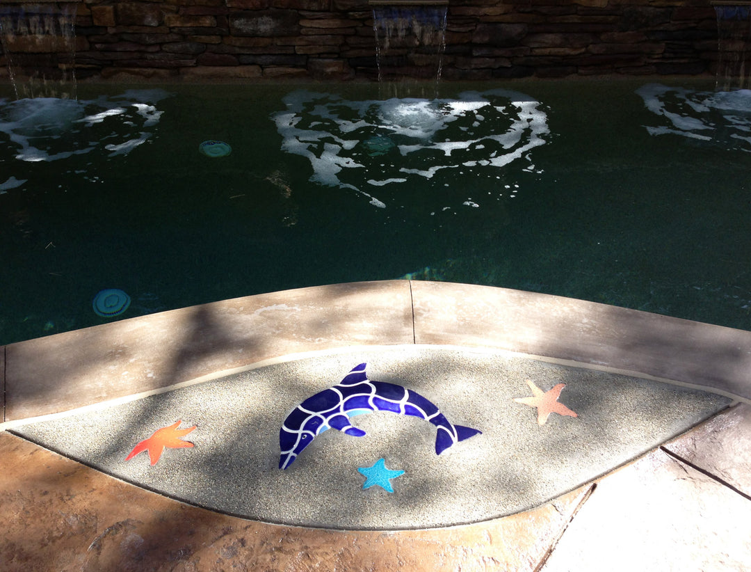 Dolphin 34" x 21" Pool Mosaics