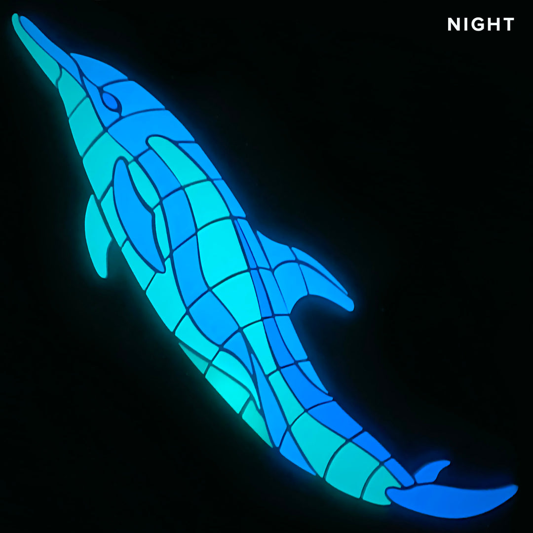 Dancing Dolphin Left Glow in the Dark Pool Mosaic