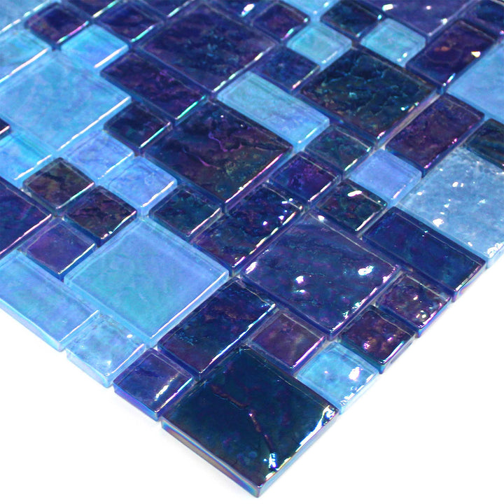 Deep Blue Seas Iridescent Glass Tile