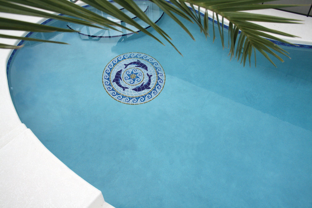 Medallion with Dolphins Swimming Pool Mosaic