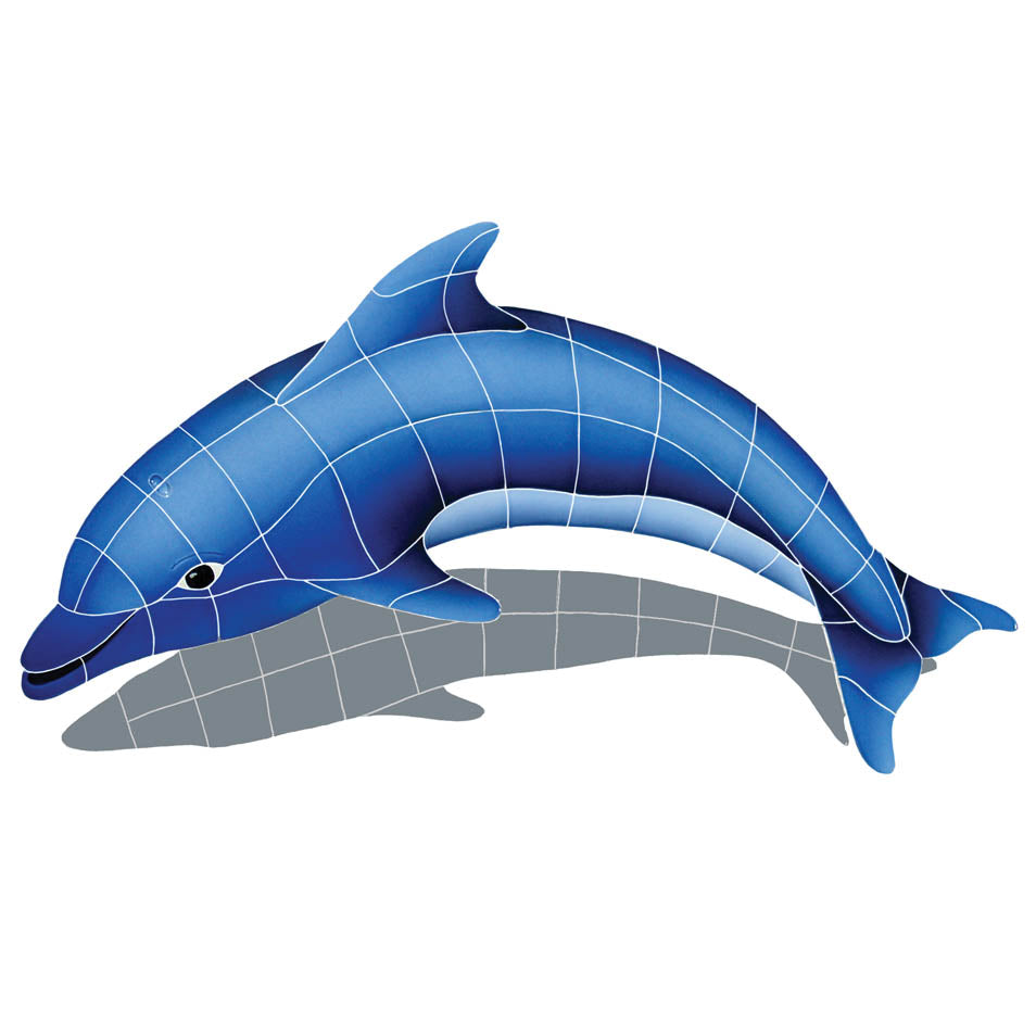 Baby Dolphin Facing Left with Shadow Pool Mosaic