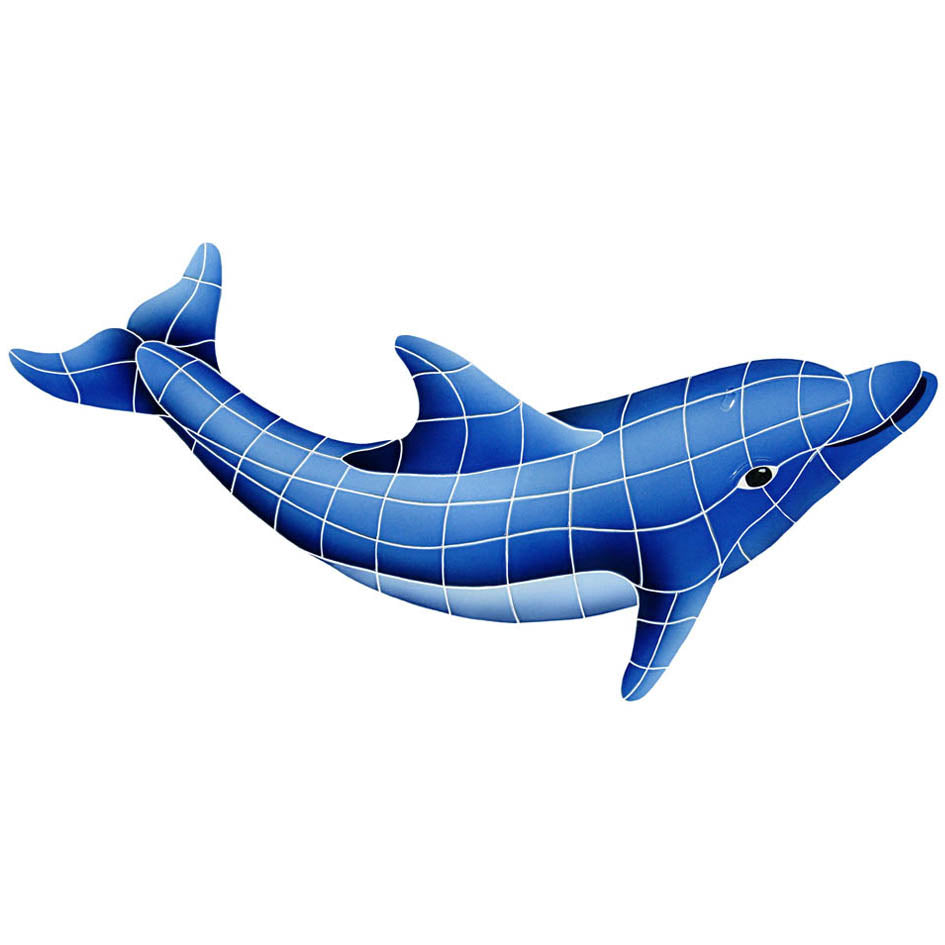 Dolphin Facing Right Pool Mosaic