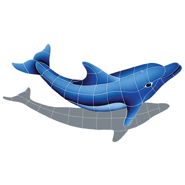 Dolphin Facing Right with Shadow Pool Mosaic
