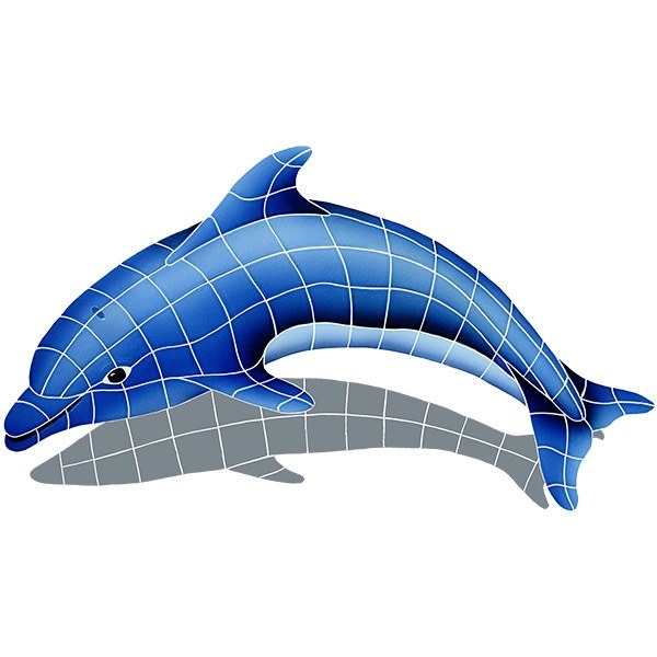 Dolphin Facing Left with Shadow Pool Mosaic