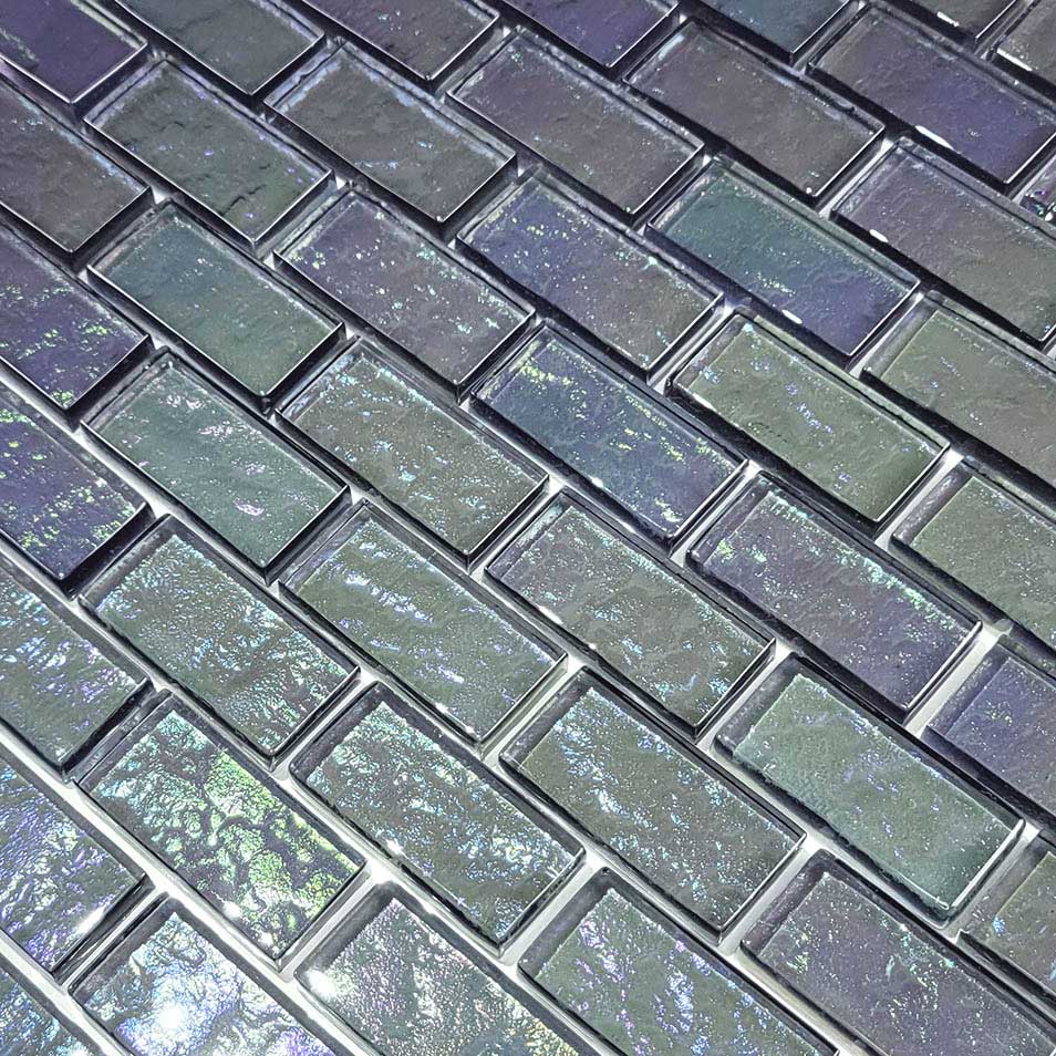 Eclipse Iridescent 1x2 Waterline Glass Pool Tile