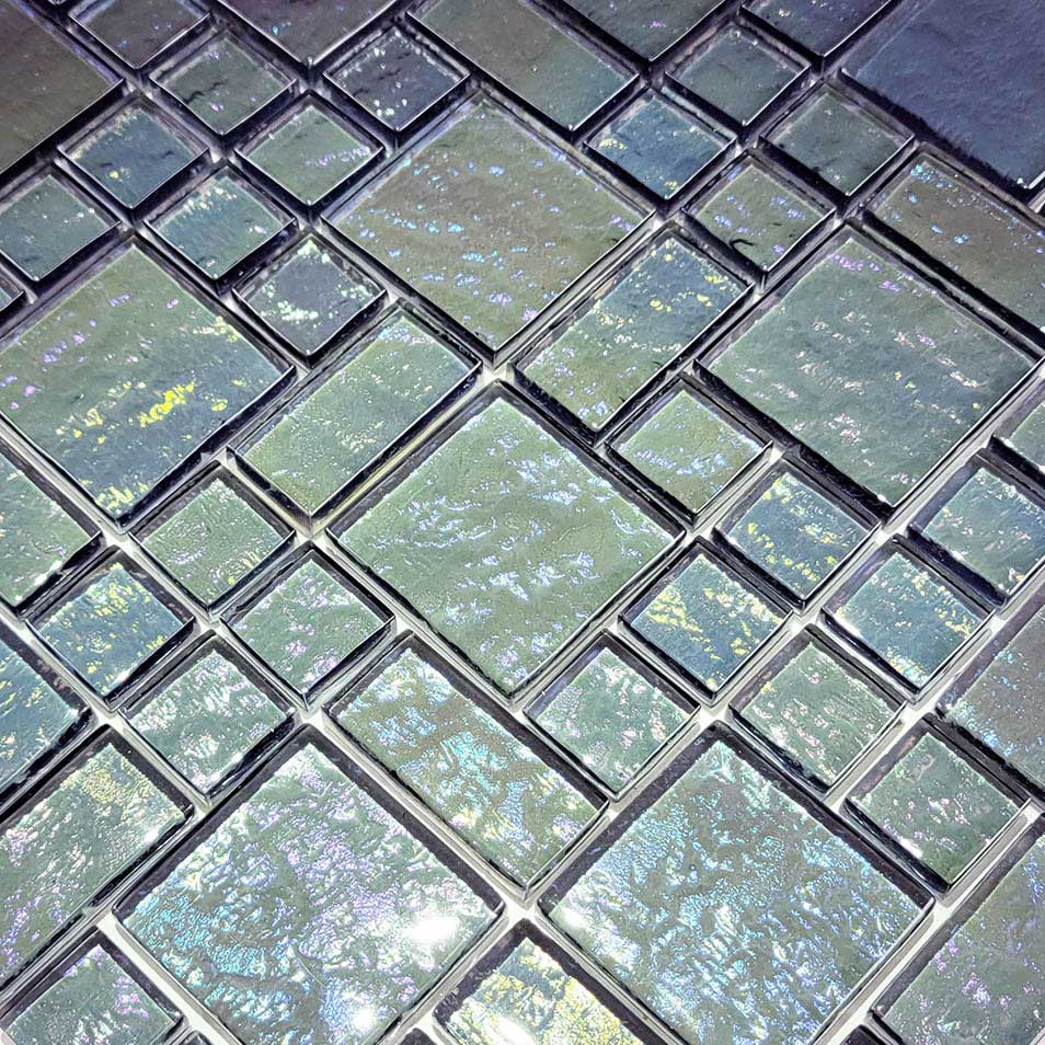 Eclipse Iridescent Random Blocks Waterline Glass Tile